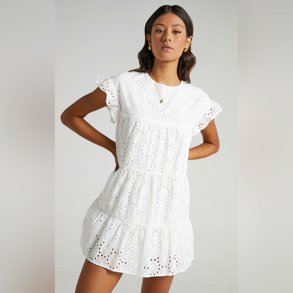 Showpo. If I Want To Dress In White Eyelet Lace Mini Dress White 4